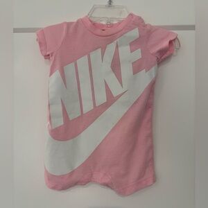 Nike Pink Swoosh Snap Romper Size 3 months